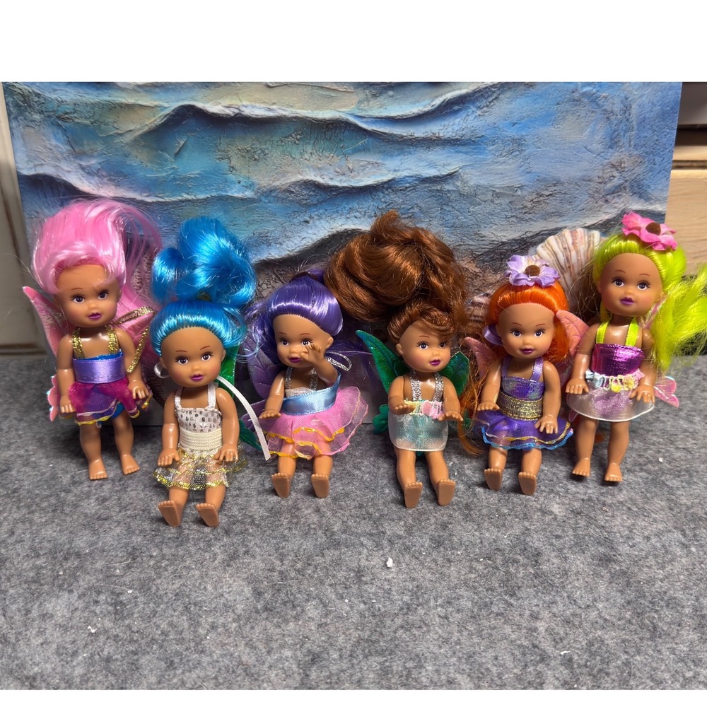 ZURU Funville Sparkle Girlz Friends Pocket Faries Lot/ 6 Mini Dolls Kelly Clone